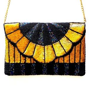 New Black & Gold Sequin Evening Bag